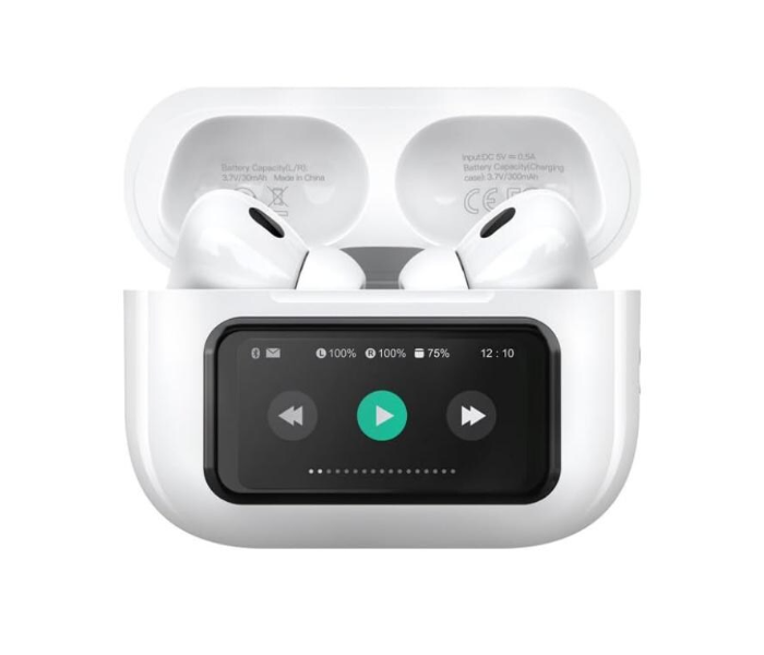 Wireless Earbuds with Smart Display Charging Case – Bluetooth 5.4, Noise Cancelling, Touch Control, Stereo Sound, In-Ear Headphones with Mic in KSA