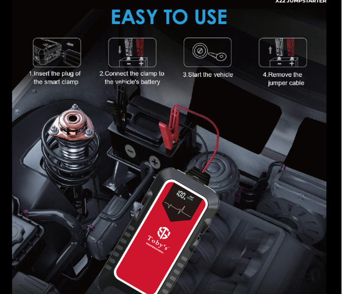 Toby’s X22 Car Jump Starter – 12V 16000mAh Battery Booster for 7.5L Gas & 6.5L Diesel Engines in UAE