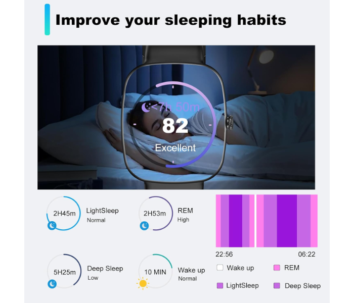SMAKER P20 Smart Watch for Men Women, IP68 Waterproof Fitness Tracker with Heart Rate Monitor, Step Counter, Sleep & Weather Display, Bluetooth Sports Smartwatch 7-14 Days Battery Life in KSA