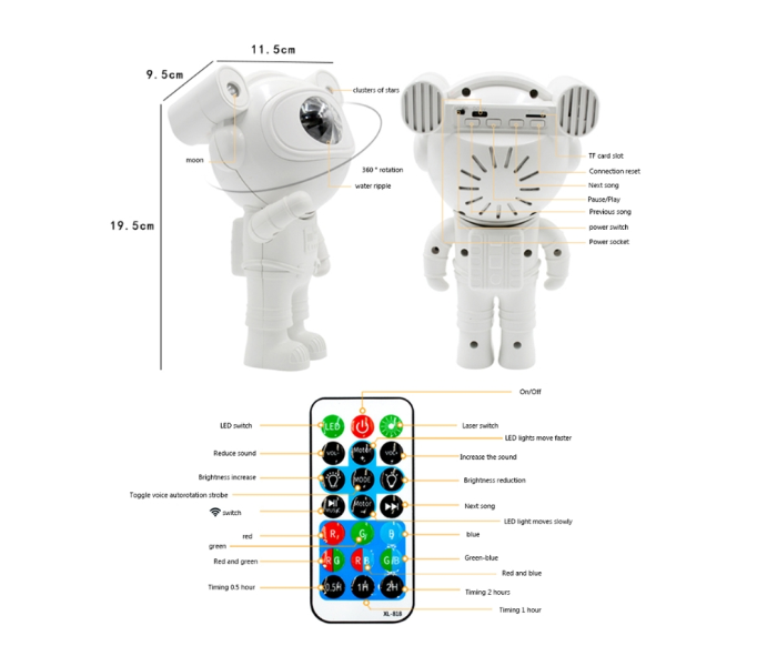 5W Astronaut Starry Sky Projection Lamp USB Night Light (White) in KSA