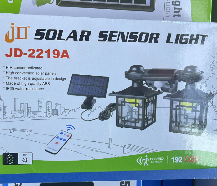 Solar Sensor Wall Light with Remote | 192 COB LED | Outdoor Waterproof JD-2219A in UAE
