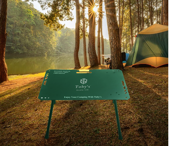 Toby’s Camping Table-04 Foldable Aluminum Table – Portable & Adjustable, Green in UAE