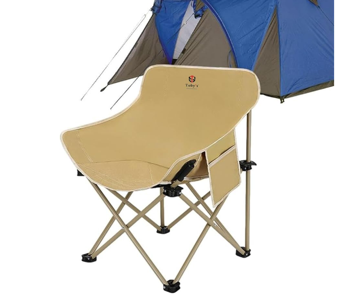 Tobys New Folding Camping Chair Support 330 LBS, Portable Wide Lawn Chairs with Side Pocket in UAE