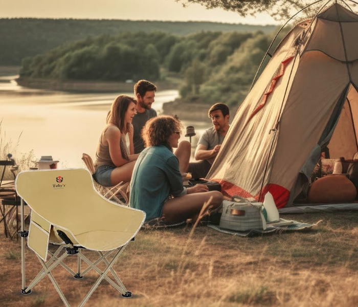 Tobys New Folding Camping Chair Support 330 LBS, Portable Wide Lawn Chairs with Side Pocket in UAE