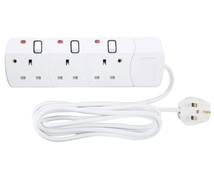 Geepas GES-58060 3M Electrical Extension Cord with 3 Ports – Durable & Safe Power Strip in KSA