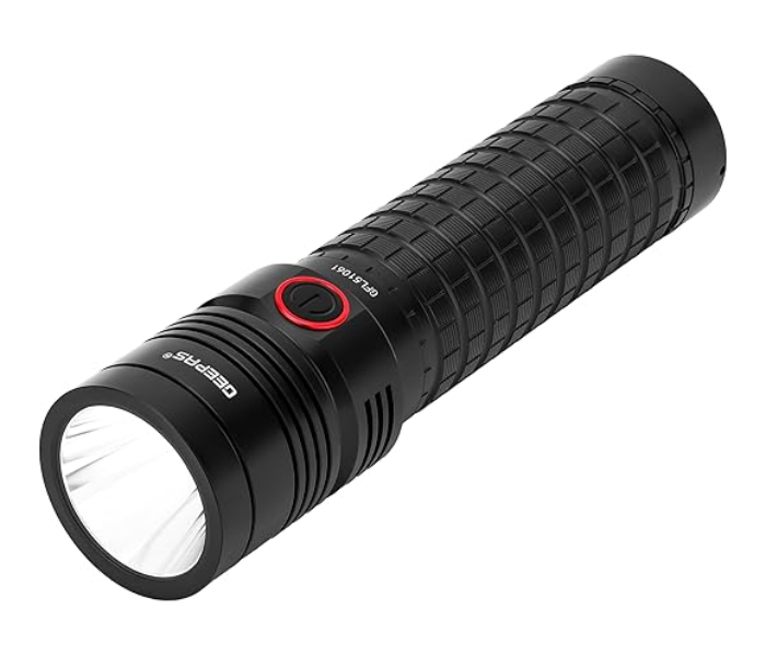 Geepas GFL51061 Rechargeable LED Flashlight – Hyper Bright Cool White Light, Portable High Beam Torch in KSA