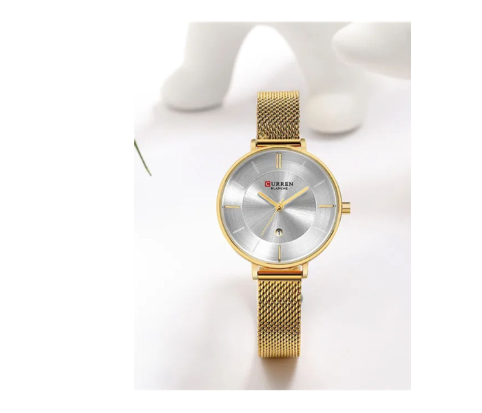 Curren Ladies/Girls 9037 Stainless Quartz Buckle Round Water Resistance Analog Wrist Watch - Gold in UAE