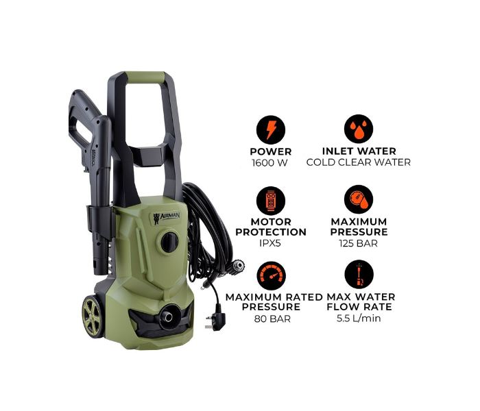 Airman High-Performance Pressure Washer with 125 Bar and 1600W Power Car Cleaner SK103-16H in KSA