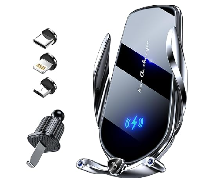 Generic Wireless Car Charger, 15 Watt Fast Charging Auto Clamping Car Charger Cell Phone Holder, Universal Hands-Free Car Charger Holder in UAE