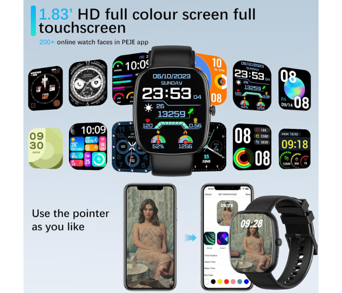 SMAKER P20 Smart Watch for Men Women, IP68 Waterproof Fitness Tracker with Heart Rate Monitor, Step Counter, Sleep & Weather Display, Bluetooth Sports Smartwatch 7-14 Days Battery Life in KSA