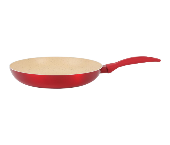 Delcasa DC3411 Non-Stick Frypan 24cm – Durable Aluminium Pan with Easy-Clean Coating, Off White/Red in KSA