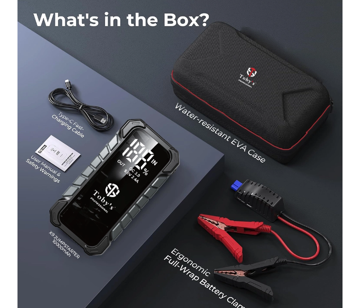 Toby’s X9 Jump Starter for Cars 10000mAh and 37WH Power Bank for Electronic Devices in UAE