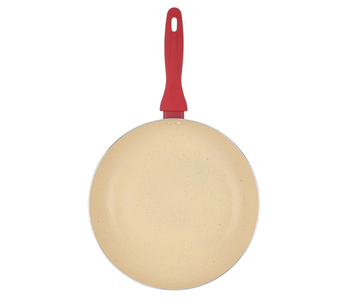 Delcasa DC3411 Non-Stick Frypan 24cm – Durable Aluminium Pan with Easy-Clean Coating, Off White/Red in KSA