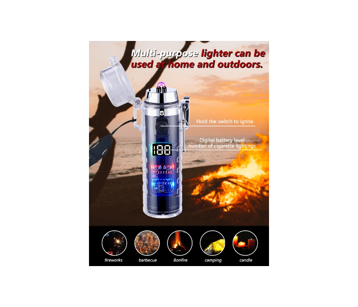 Dual Arc Plasma USB-C Rechargeable Windproof Waterproof Flameless Lighter for Camping & Outdoors in KSA