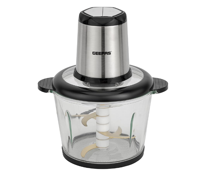 Geepas GMC42029 3.0L Multi Chopper | 500W Compact Multi-Purpose Chopping Machine with Mincing Function, Cutter Pole & Gear | Ideal for Vegetables | Black/Silver | 2-Year Warranty in KSA