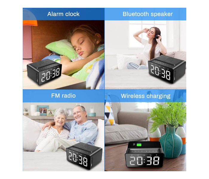 DLC 32906 Digital Alarm Clock with Mirror, Bluetooth Speaker, and Aux-in in KSA