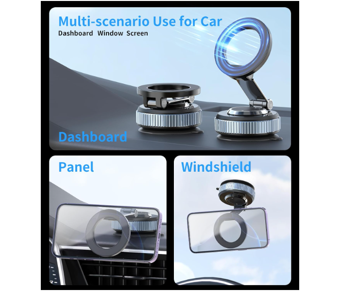 Magnetic Phone Stand for Car 360 Degree Rotatable Phone Holder for MagSafe Strong Magnet Foldable Car Mount with Suction Cup in UAE