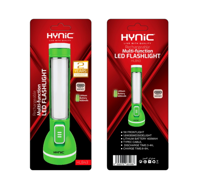 HL843 Mini LED Flashlight | 1.6W Side Light | 400mAh Battery | Type-C Charging | 4H Runtime, 8H Charge in KSA