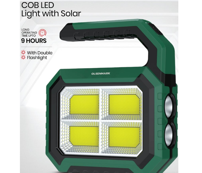Olsenmark COB LED Solar Light OME2840 – Dual Flashlight, 9H Working, Efficient & Convenient Charging in KSA