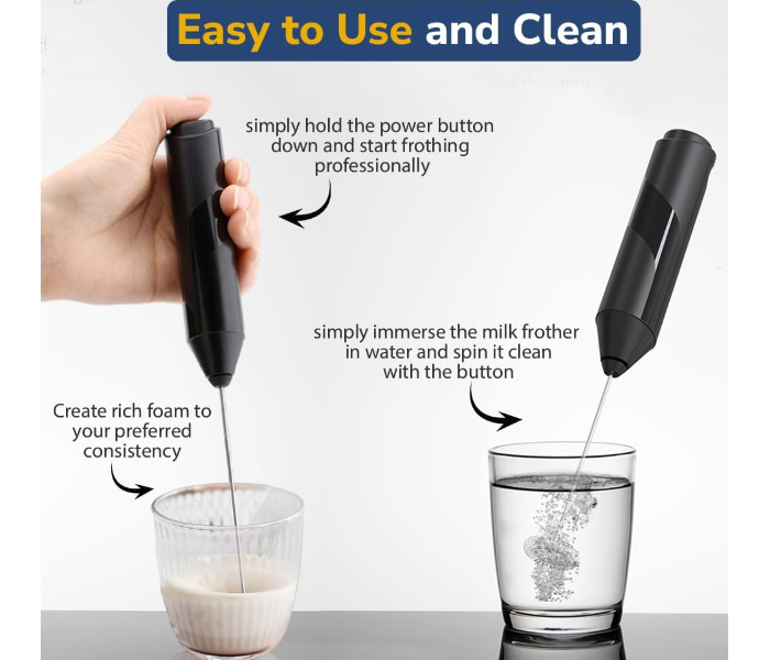 Olsenmark OMMF7045 Rechargeable Milk Frother – 3 Mixing Modes, High-Speed Whisk, Black in KSA
