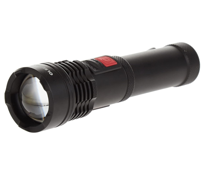 Olsenmark 2000mAh Rechargeable LED Flashlight – Durable, Long Battery Life, Bright Light, Black -OMFL2810 in KSA