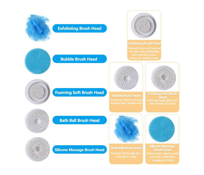 DLC-31803 Electric Bath & Massage Brush – 4 Interchangeable Heads, IPX7 Waterproof, Body Exfoliating & Cleansing Brush in KSA