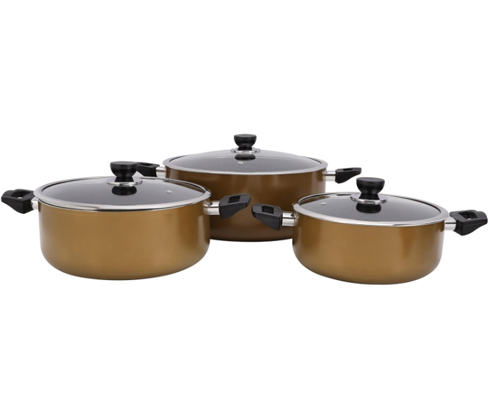 Royalford RF10242 6-Piece Granite Cookware Set – Non-Stick Aluminium Pots & Pans with Glass Lids, Induction Base in KSA