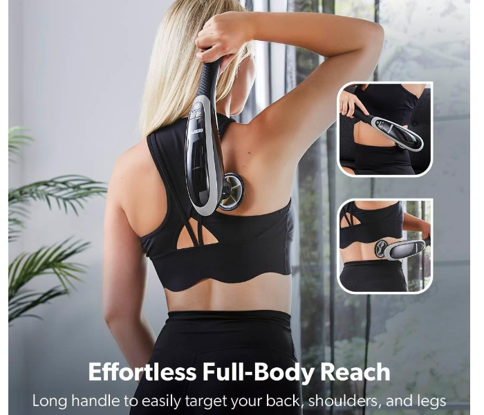 Geepas GM86097UK Cordless Handheld Massager | 3 Modes, 3 Vibration Levels, 15-Min Timer, Anti-Slip Handle, Rechargeable – Ideal for Back, Neck, Shoulders, Arms & Legs | 2 Years Warranty | Black in KSA