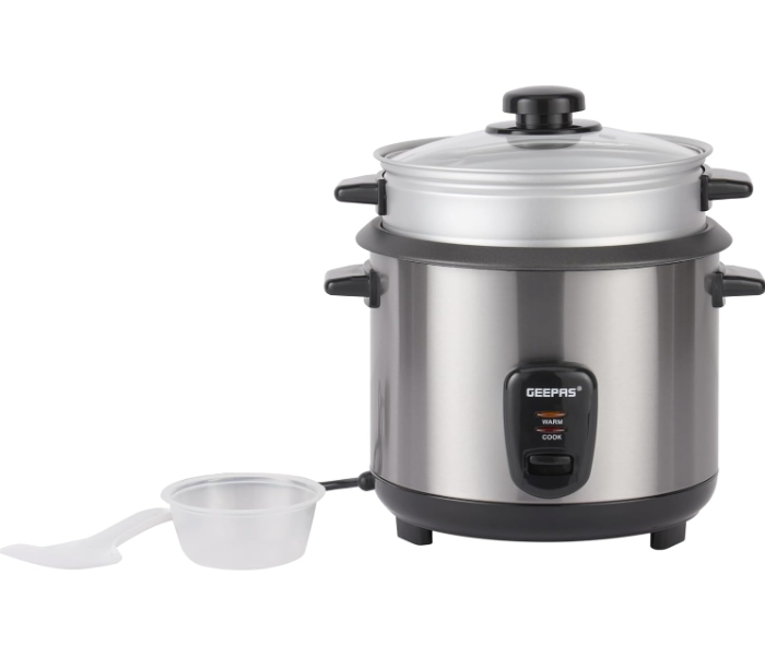 Geepas Stainless Steel Rice Cooker GRC35041 – 1.8L Capacity, Inner Pot, Durable Build, Even Cooking, Ideal for Daily Use in KSA