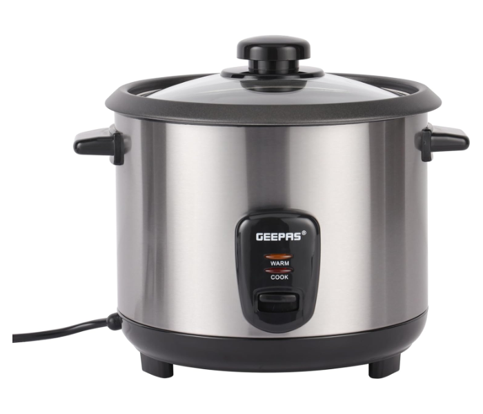 Geepas Stainless Steel Rice Cooker GRC35041 – 1.8L Capacity, Inner Pot, Durable Build, Even Cooking, Ideal for Daily Use in KSA