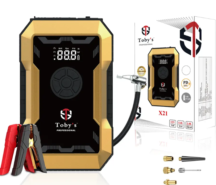 Toby's X21 Jump Starter with Compressor for Cars 10000mAh and 37WH Best Power Bank for Electronic De in UAE