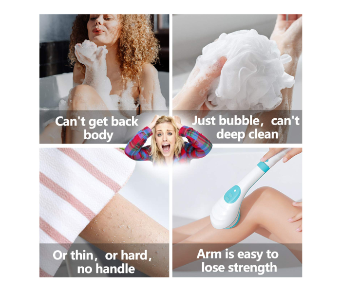DLC-31803 Electric Bath & Massage Brush – 4 Interchangeable Heads, IPX7 Waterproof, Body Exfoliating & Cleansing Brush in KSA