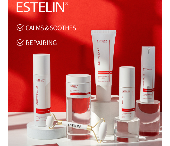 Estelin 5X Ceramide Barrier Repair Skin Care Set – Cleanser, Toner, Serum, Moisturizer & Sunscreen – Hydrating, Soothing, Anti-Aging for All Skin Types in UAE