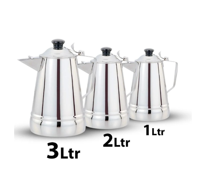 Maxima Stainless Steel Milk Jug Set – 3-Piece (1.0L, 2.0L, 3.0L) – Durable, Heat-Resistant, Multi-Purpose Serving Pots in KSA
