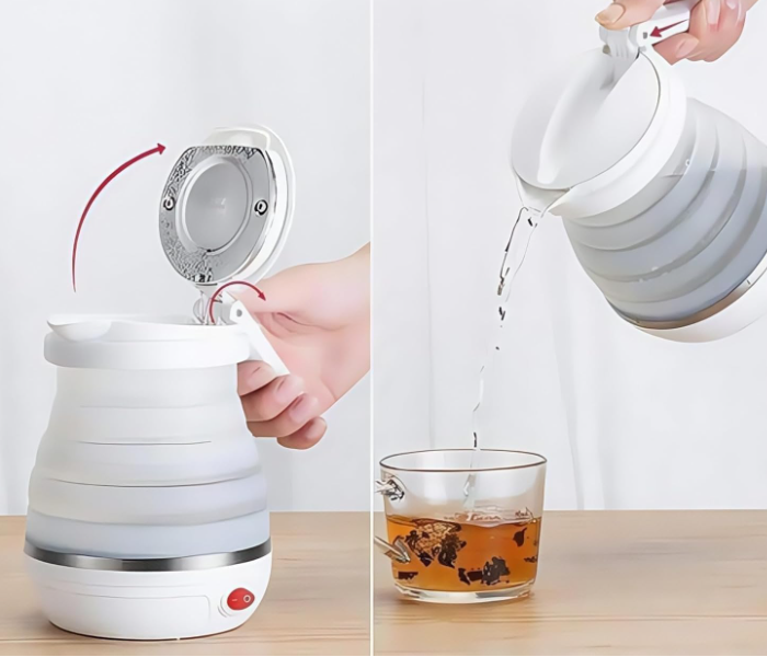 DENX 500W Portable Folding Electric Kettle 600ml Capacity Dual Voltage Lightweight Foldable Travel Water Boiler in UAE