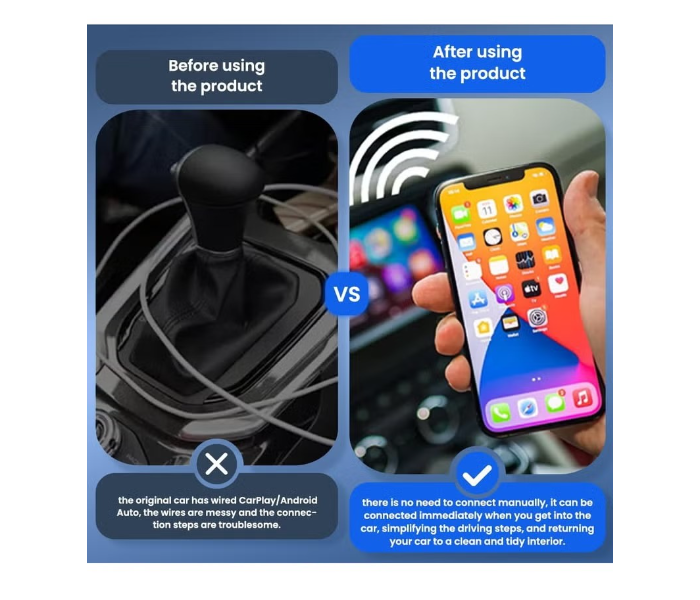 2-in-1 Mini Ultra Wireless CarPlay Adapter & Android Auto - for iOS 10+/Android 11+ in UAE