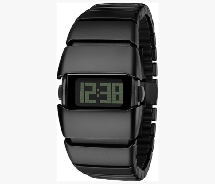 Men Stylish Digital Wrist Watch with Unique Square Dial and Durable Strap, Black in UAE