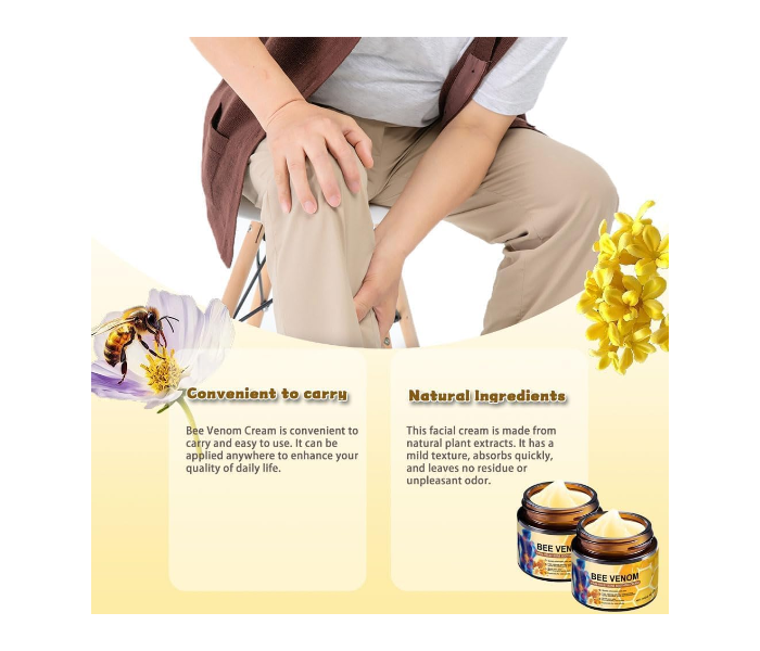 Bee Venom Joint Cream, Bee Venom Cream for Arthritis, BeeVenom Pain Relief BoneCream, BeeVenom Joint Muscle Effective Relief for Back, Neck, Hands, Feet, Knee(1pack, 60g) in UAE