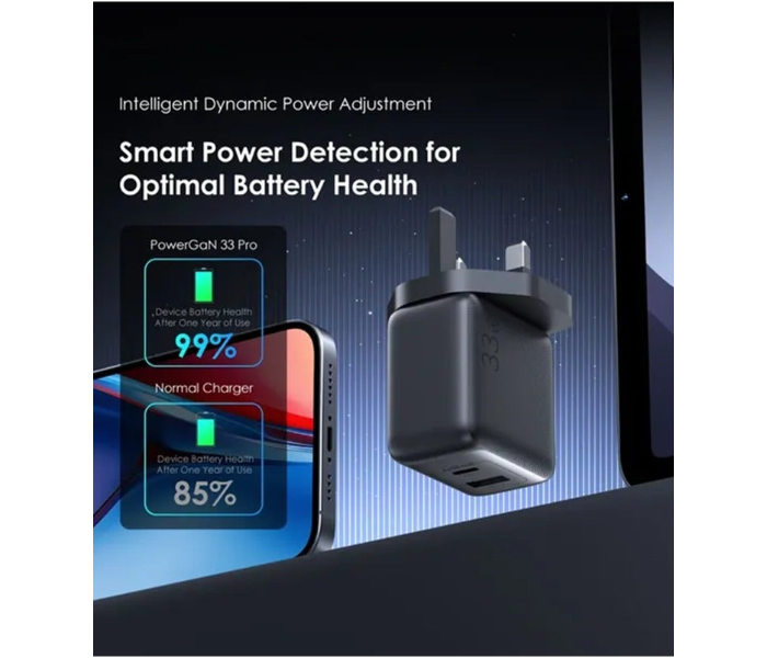ORAIMO PowerGaN 33 Pro 33W GaN Wall Charger Cable USB To Type-C | OCW-7331U Black in KSA