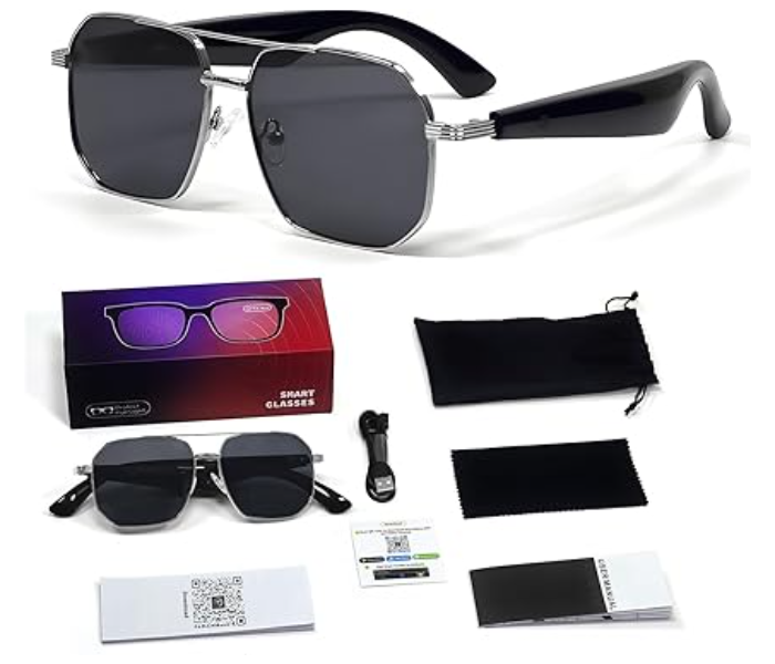 AI Smart Translation Glasses for Travel & Business, Real-Time 100+ Language Translator, Wireless Open-Earphones Design with Music Playback & Touch Control,Lightweight Eyewear in UAE