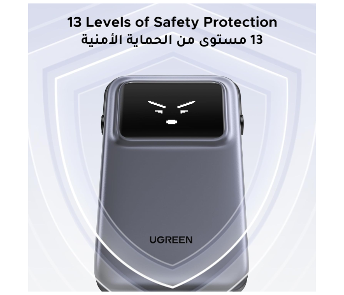 UGREEN Uno Power Bank with Built-in USB-C Cable 10,000mAh Portable Charger PD 30W Fast Charging Battery Pack 3-Way Output with TFT Display for iPhone 17-8 Series/Galaxy S21-25/iPad Pro, AirPods, etc in KSA