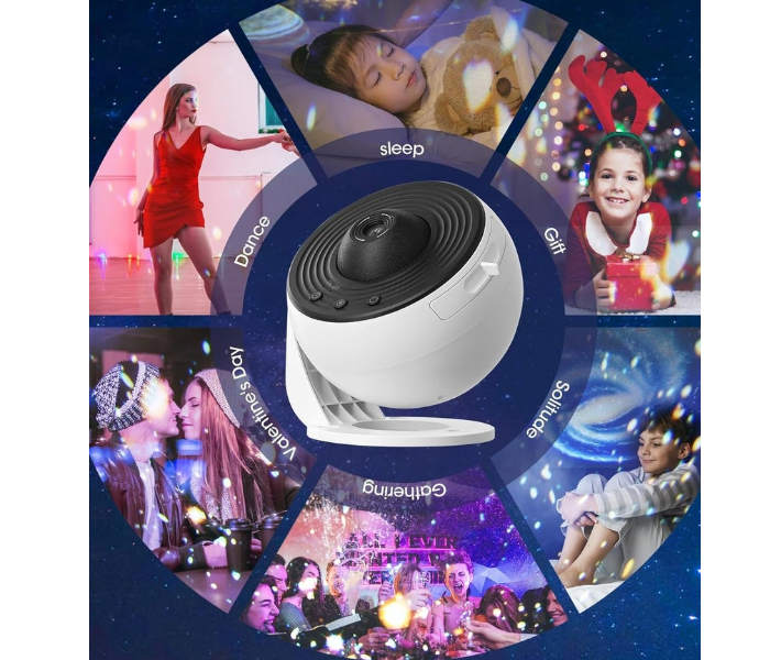 Galaxy Projector 3-in-1 LED Starry Light Projector with 12 Slides, Timer & Adjustable Focus – Quiet Star Projector for Bedroom, Party, Kids' Room & Ceiling Decor in UAE