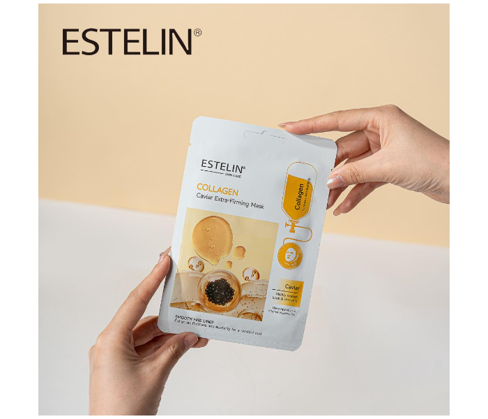 ESTELIN Collagen Caviar Extra-Firming Face Mask – Hydrating & Anti-Aging Sheet Mask, Smooths Fine Lines, Firms & Revitalizes Skin for a Radiant, Youthful Glow in UAE
