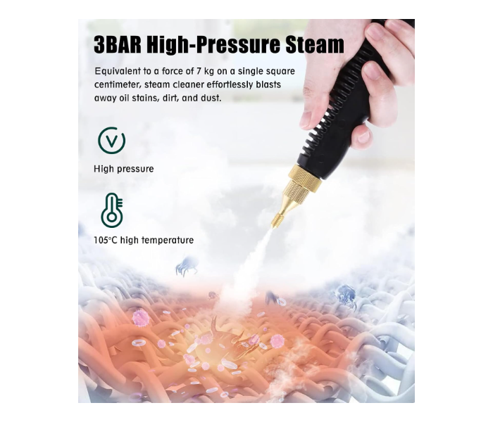 2500W Multifunctional High-Temperature High-Pressure Steam Cleaner, 10s Rapid Heating Portable Cleaning Tool for Car, Kitchen, Bathroom and Commercial Use, Various Nozzles, Large Capacity Water Tank in UAE