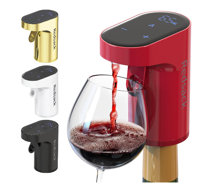 REDSACK Wine Aerator – Electric Quantified Wine Pourer – Compact Wine Aerator Pourer with Adjustable Dispensing - Auto Drink Pourer for All Bottle Sizes – Easy to Use and Intuitive Design in UAE