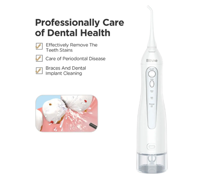 Bitvae Cordless F5020E Oral Irrigator White Portable Rechargeable Water Flosser for Teeth Cleaning in UAE