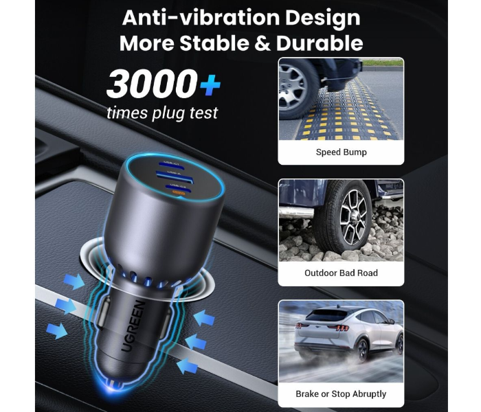 UGREEN 75W 3-Port Fast Car Charger in KSA