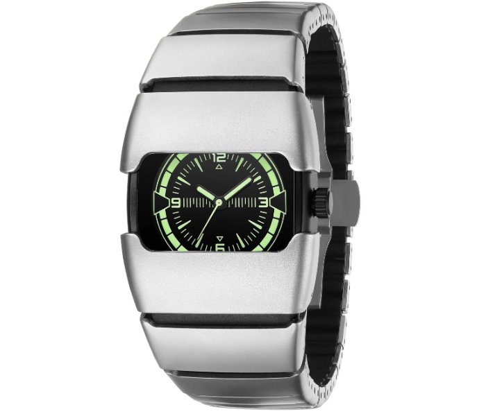 Mens Stylish Analog Wrist Watch With Unique Square Dial And Durable Strap Silver in UAE