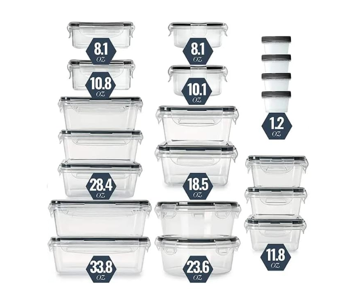 20-Pack Plastic Food Storage Container Set with airtight Lid | 100% Leakproof Plastic in UAE