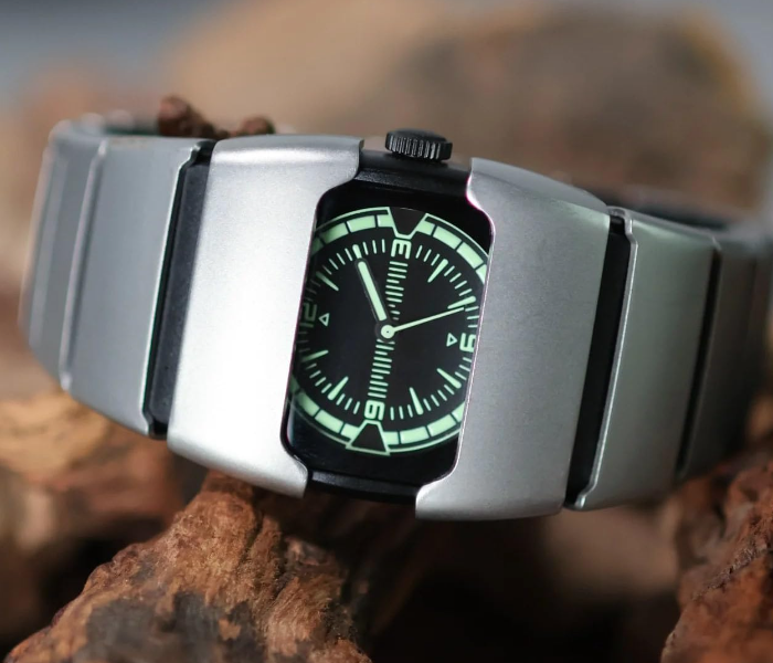 Mens Stylish Analog Wrist Watch With Unique Square Dial And Durable Strap Silver in UAE